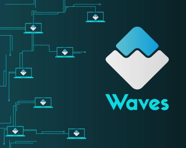 Dalgalar blockchain devre sanal stili arka plan