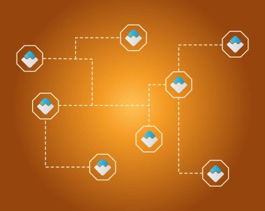 Blockchain dijital ödeme stili arka plan dalgalar