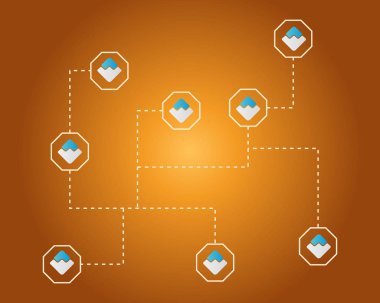 Blockchain dijital ödeme stili arka plan dalgalar