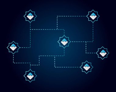Blockchain devre ağ tarzı arka plan dalgalar
