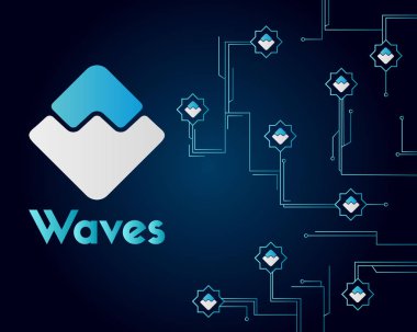 Blockchain devre ağ tarzı arka plan dalgalar