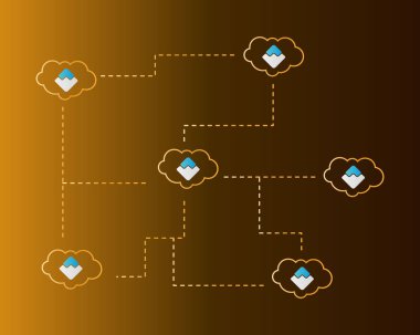 Dalgalar blockchain tarzı bulut arka plan ile
