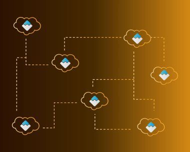 Dalgalar blockchain tarzı bulut arka plan ile