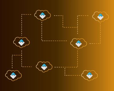 Dalgalar blockchain tarzı bulut arka plan ile