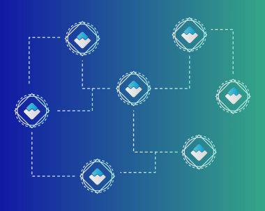 Blockchain dijital sanal stili arka plan dalgalar