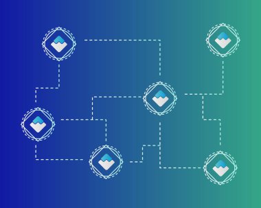 Blockchain dijital sanal stili arka plan dalgalar
