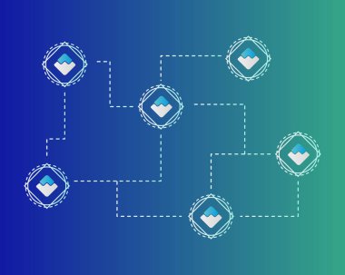 Blockchain dijital sanal stili arka plan dalgalar