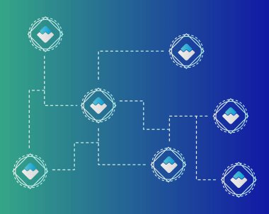 Blockchain dijital sanal stili arka plan dalgalar