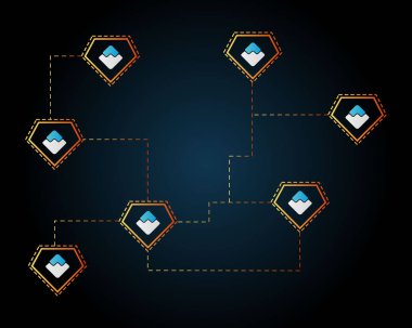 Blockchain dijital teknoloji stili arka plan dalgalar