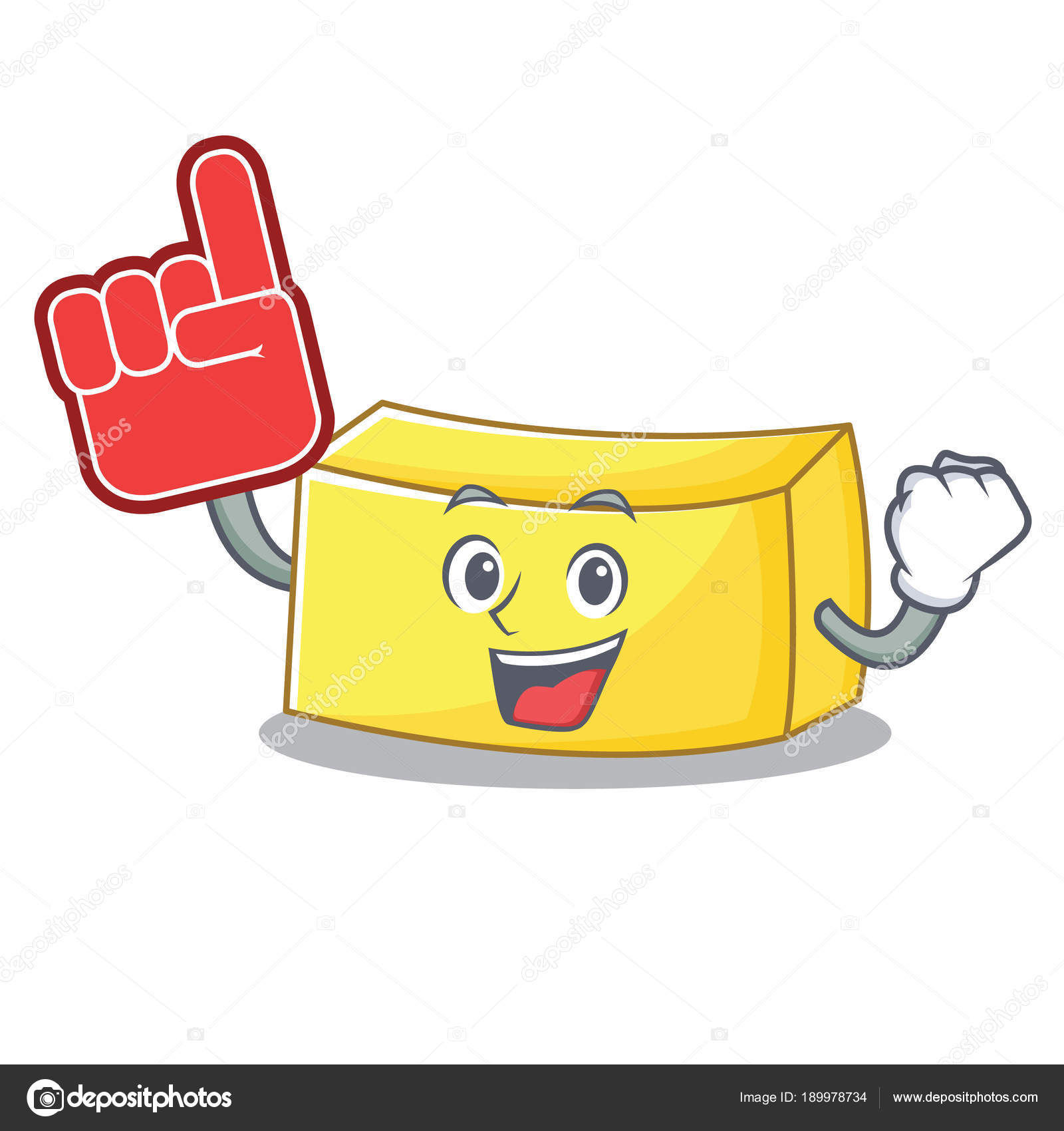 Foam finger butter mascot cartoon style Stock Illustration by