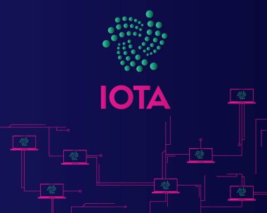 Cryptocurrency Iota teknoloji arka plan stili