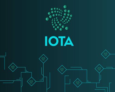 Cryptocurrency Iota devre koyu arka plan stili