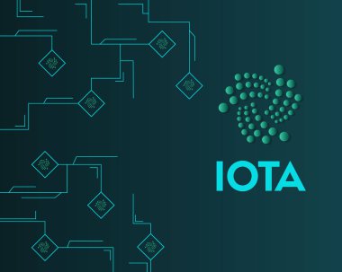 Cryptocurrency Iota devre koyu arka plan stili