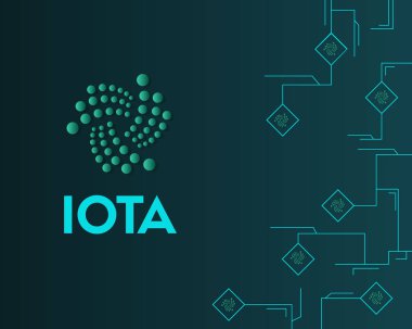 Cryptocurrency Iota devre koyu arka plan stili