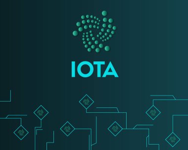 Cryptocurrency Iota devre koyu arka plan stili