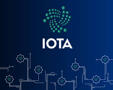 Cryptocurrency Iota devre koyu arka plan stili