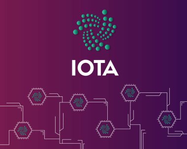 Cryptocurrency Iota teknoloji devre arka plan stili