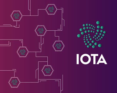 Cryptocurrency Iota teknoloji devre arka plan stili
