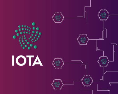 Cryptocurrency Iota teknoloji devre arka plan stili