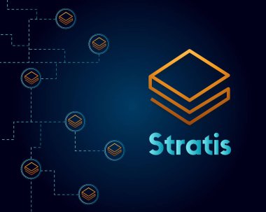 Cryptocurrency stratis blockchain koyu arka plan üzerinde