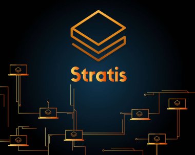 Cryptocurrency stratis blockchain devre koyu arka plan üzerinde