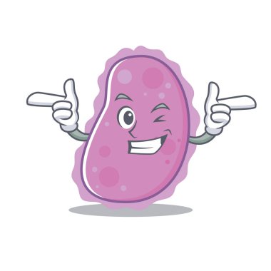 Wink bakteri karakter karikatür tarzı
