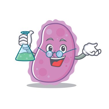 Profesör bakteri karakter karikatür tarzı