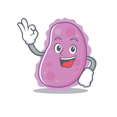 Bakteri karakter karikatür tarzı Tamam