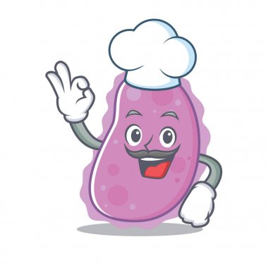 Şef bakteri karakter karikatür tarzı