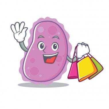 Bakteri karakter karikatür tarzı alışveriş