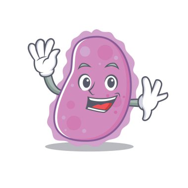 Bakteri karakter karikatür tarzı sallayarak