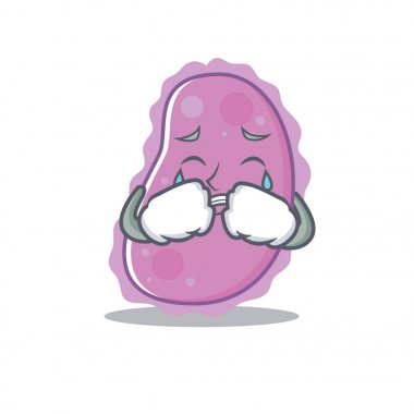 Bakteri maskot karikatür tarzı ağlıyor