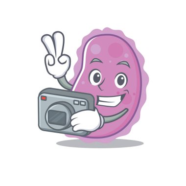 Fotoğrafçı bakteri maskot karikatür tarzı