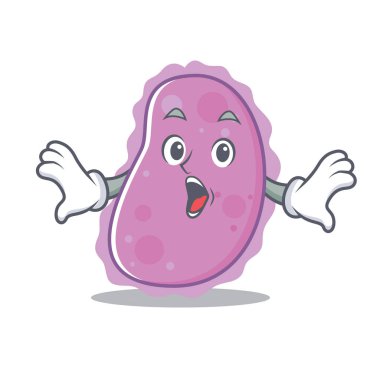 Sürpriz bakteri maskot karikatür tarzı