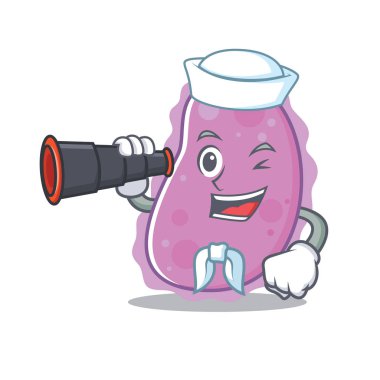 Denizci dürbün bakteri maskot karikatür tarzı ile