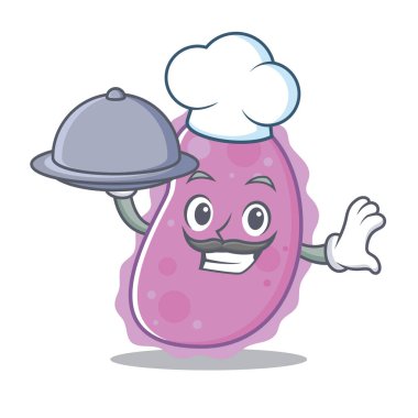 Şef gıda bakteri maskot karikatür tarzı ile