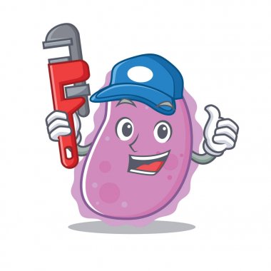 Tesisatçı bakteri maskot karikatür tarzı