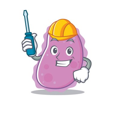 Otomotiv bakteri maskot karikatür tarzı