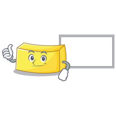 Başparmak yukarıya kurulu tereyağı karakter karikatür tarzı ile