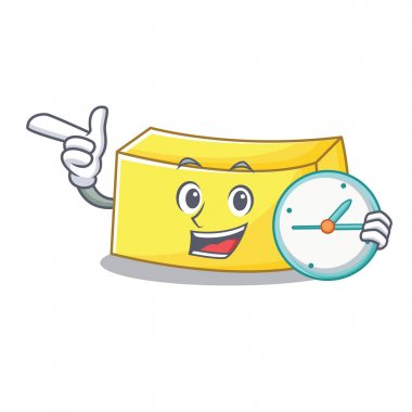 Saat tereyağı karakter karikatür tarzı ile