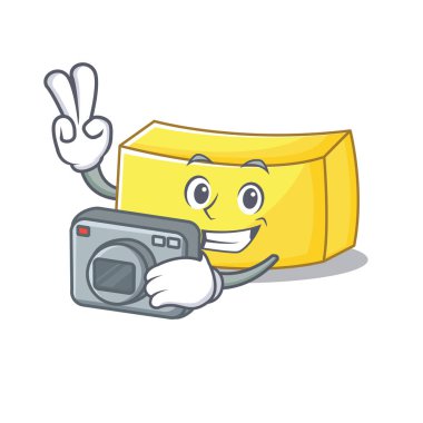 Fotoğrafçı tereyağı maskot karikatür tarzı
