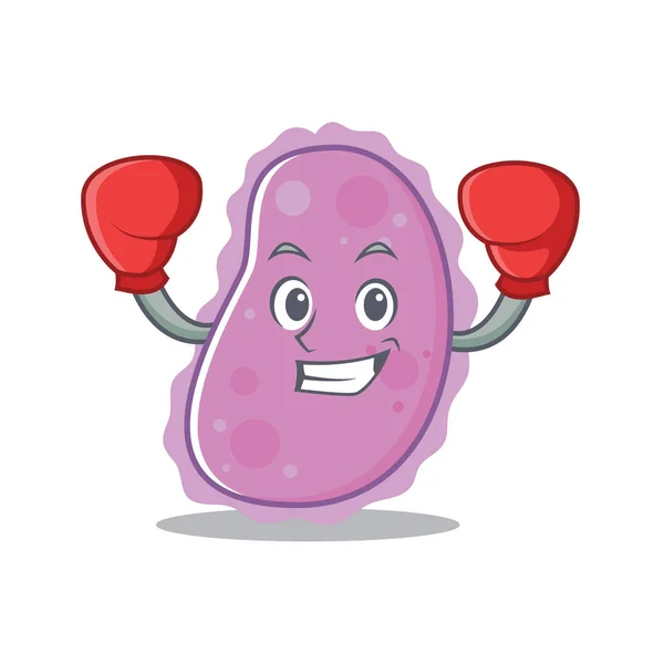 Bacterias de boxeo carácter estilo de dibujos animados — Vector de stock