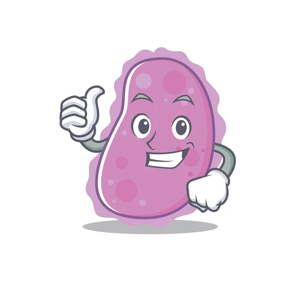 Pouce vers le haut bactéries personnage dessin animé style — Image vectorielle