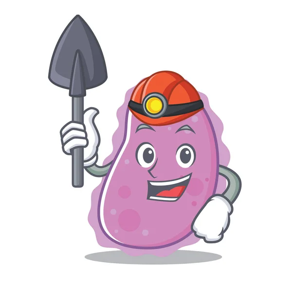 Miner bacteria mascot cartoon style — Stock Vector