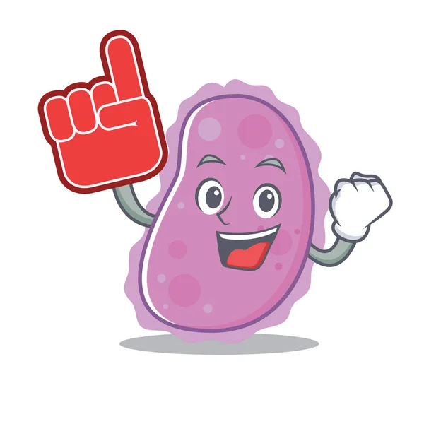 泡沫手指细菌吉祥物卡通风格 — 图库矢量图片