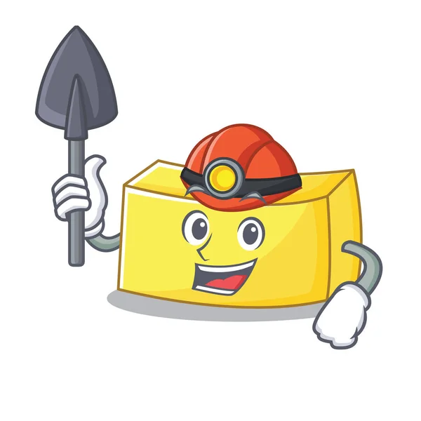 Minero mascota mantequilla estilo de dibujos animados — Vector de stock