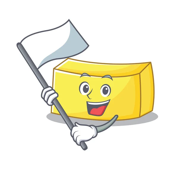 Mit Flagge Butter Maskottchen Cartoon-Stil — Stockvektor