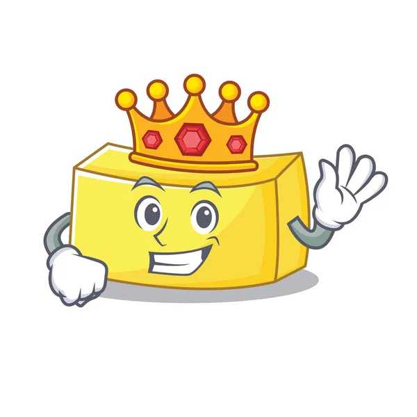 Rey mascota de mantequilla estilo de dibujos animados — Vector de stock