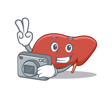 Fotoğrafçı karaciğer maskot karikatür tarzı