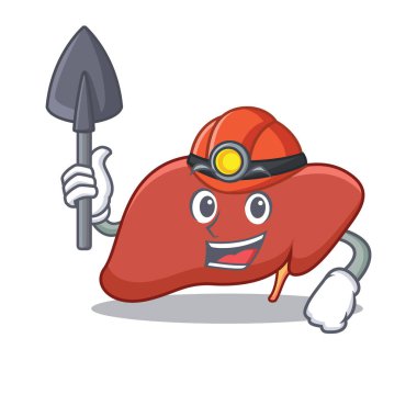 Madenci karaciğer maskot karikatür tarzı